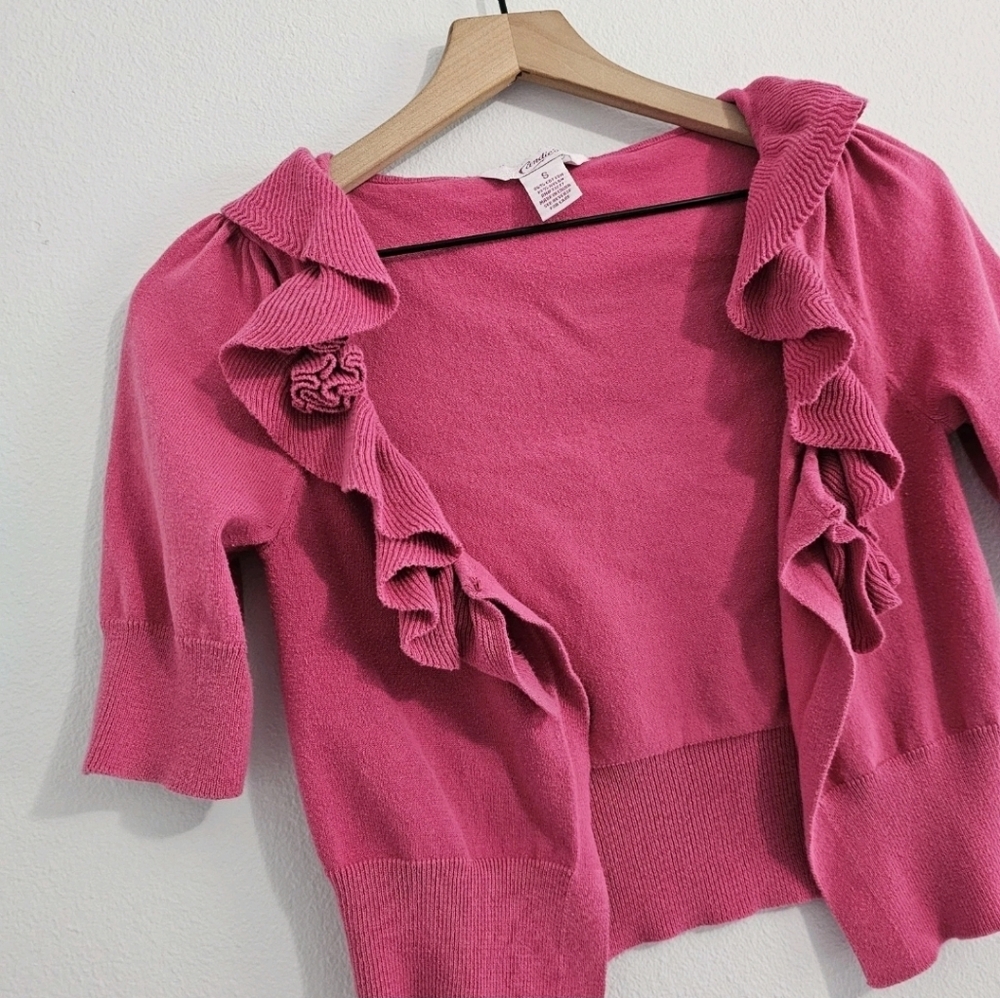 Candie's • Ruffled‎ Cropped Cardigan - Picture 2 of 6